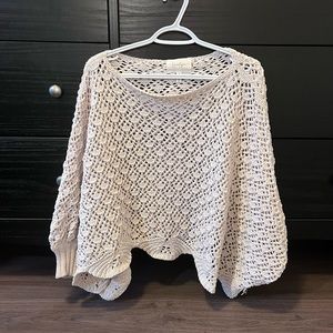 Cream Knitted Poncho Sweater